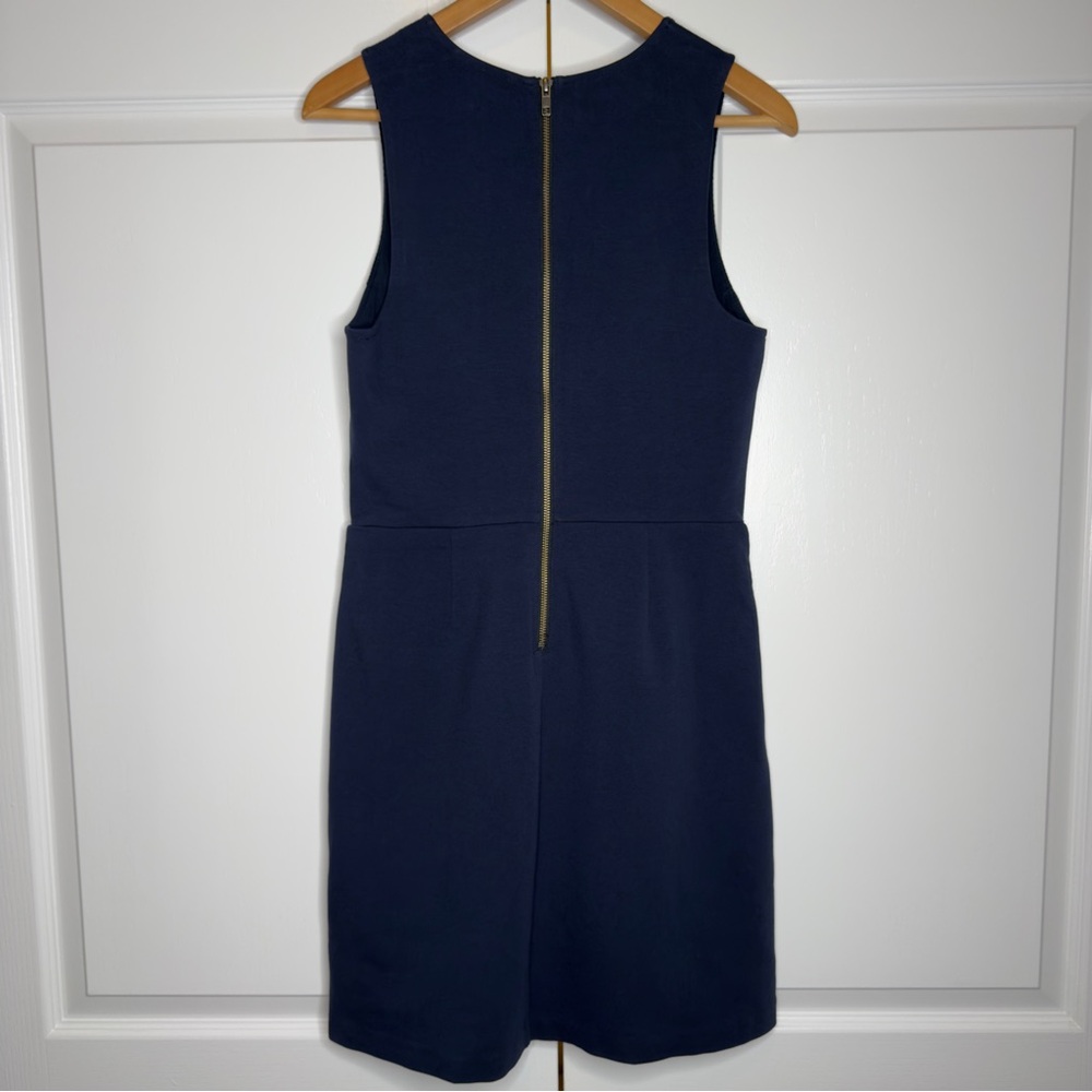 J.Crew Navy Sleeveless Textured A-Line Dress Size 6 –‎ Exposed Zipper, Cotton - Picture 5 of 13